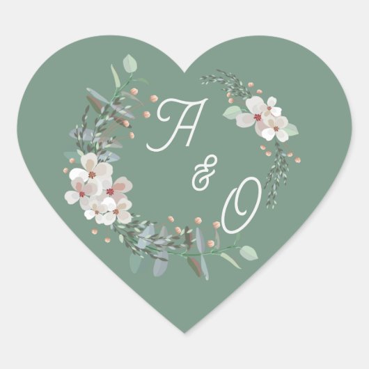 Salie Groene Bloemige Trouw Suite Sticker (Voorkant)