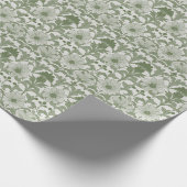 Salie Groene Bloemige Trouwdag Cadeaupapier (Hoek)