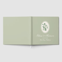 Salie Groene Bloemige Trouwgastboek Gastenboek