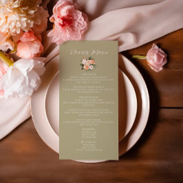 Salie Groene Bloemige Trouwmenu Menu