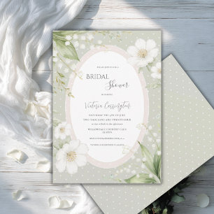 Salie Groene Bloemige Vintage Bruids-Shower Kaart