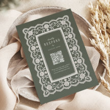 Salie Groene Bloemige Vintage Kant Klassieke QR-co