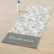 Salie Groene Bloemige Vintage Toile Monogram Naam