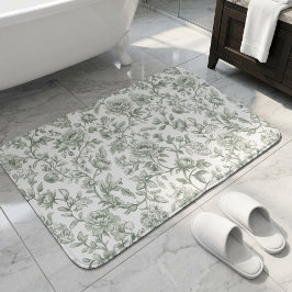 Salie Groene Bloemige Vintage Toile Patroon Badmat