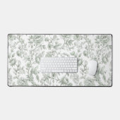 Salie Groene Bloemige Vintage Toile Patroon Bureaumat (Keyboard & Muis)