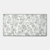Salie Groene Bloemige Vintage Toile Patroon Bureaumat (Voorkant)