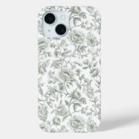 Salie Groene Bloemige Vintage Toile Patroon