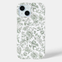 Salie Groene Bloemige Vintage Toile Patroon 