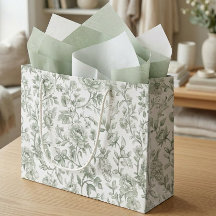 Salie Groene Bloemige Vintage Toile Patroon