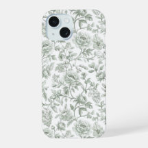 Salie Groene Bloemige Vintage Toile Patroon