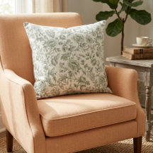 Salie Groene Bloemige Vintage Toile Patroon