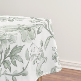 Salie Groene Bloemige Vintage Toile Patroon  Tafelkleed