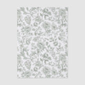 Salie Groene Bloemige Vintage Toile Patroon Tissuepapier (Voorkant)
