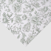 Salie Groene Bloemige Vintage Toile Patroon Tissuepapier (Detail)