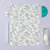 Salie Groene Bloemige Vintage Toile Patroon Tissuepapier (Craft)