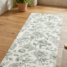 Salie Groene Bloemige Vintage Toile Patroon