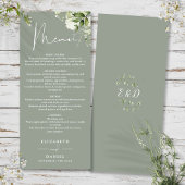 Salie Groene Bloemrijke Groene Monogram Trouwdiner Menu