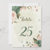 Salie Groene Bloesem Bloemen Tafel Nummer Kaart (Achterkant)