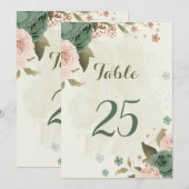 Salie Groene Bloesem Bloemen Tafel Nummer Kaart (Voorkant / Achterkant)