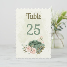 Salie Groene Bloesem Bloemen Tafel Nummer Kaart