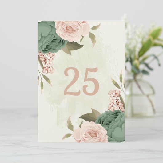 Salie Groene Bloesem Bloemen Tafel Nummer Kaart (Staand voorkant)