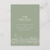 Salie groene bloesem vlinders bruiloft details QR Informatiekaartje (Voorkant)