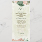 Salie Groene Blozen Botanische Bruiloft Menu (Voorkant)