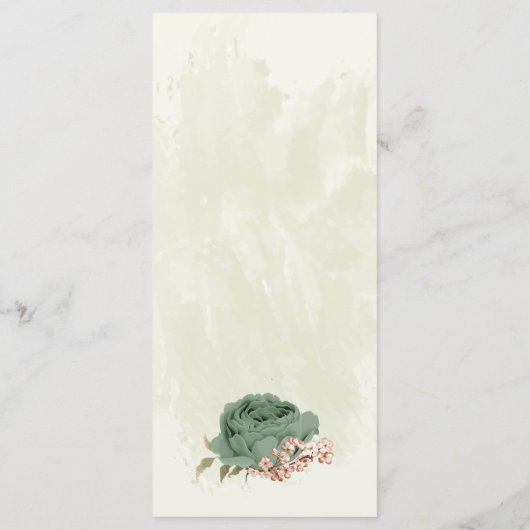 Salie Groene Blozen Botanische Bruiloft Menu (Achterkant)