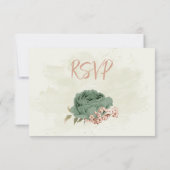Salie Groene Blozen Botanische Bruiloft RSVP Kaartje (Achterkant)
