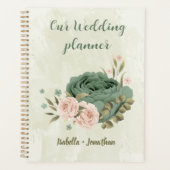 salie groene blozende bloemen bruiloft planner (Voorkant)