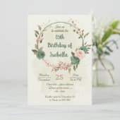 Salie Groene Blush Bloemen Botanische Verjaardag Kaart (Staand voorkant)
