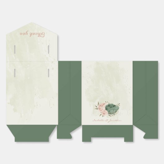 Salie Groene Blush Bloemen Bruiloft Bedankdoosjes (Ongevouwen)