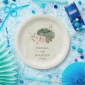 salie groene blush bloemen bruiloft papieren bordje (Feest)