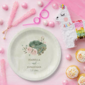 salie groene blush bloemen bruiloft papieren bordje (Feest)