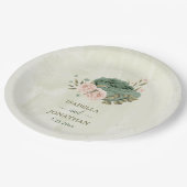 salie groene blush bloemen bruiloft papieren bordje (Gekanteld)