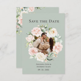 Salie Groene Blush Waterverf Foto Bloem Bruiloft S Save The Date