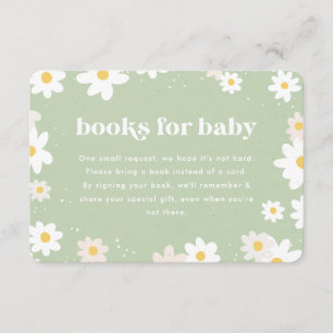 Salie groene boeken voor baby madeliefjes informatiekaartje
