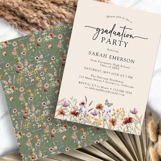 Salie Groene Boho Afstuderen Kaart