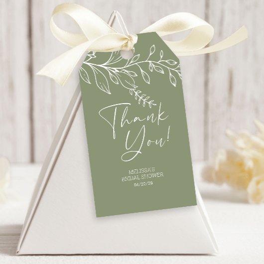 Salie Groene Boho Bloemen Bruiloft Cadeaulabel