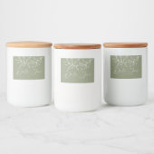 Salie Groene Boho Bloemen Date Night Pot Voedselcontainer Etiket (Flessen)