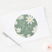 Salie Groene Boho Madeliefje Bloem Ronde Sticker (Envelop)
