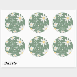Salie Groene Boho Madeliefje Bloem Ronde Sticker