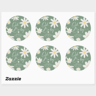 Salie Groene Boho Madeliefje Bloem Ronde Sticker