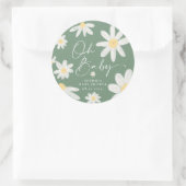 Salie Groene Boho Madeliefje Bloem Ronde Sticker (Tas)