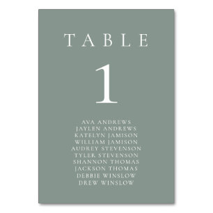 Salie Groene Boho Minimalistische Zit Tafel Nummer Kaart