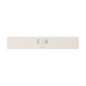 Salie Groene Boho Monogram Huwelijk Uitnodigingen Wikkel (Vlak)