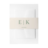 Salie Groene Boho Monogram Huwelijk Uitnodigingen Wikkel (Voorkant Voorbeeld)