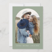 Salie Groene Boho Save the Date Foto Minimalistisc (Voorkant)