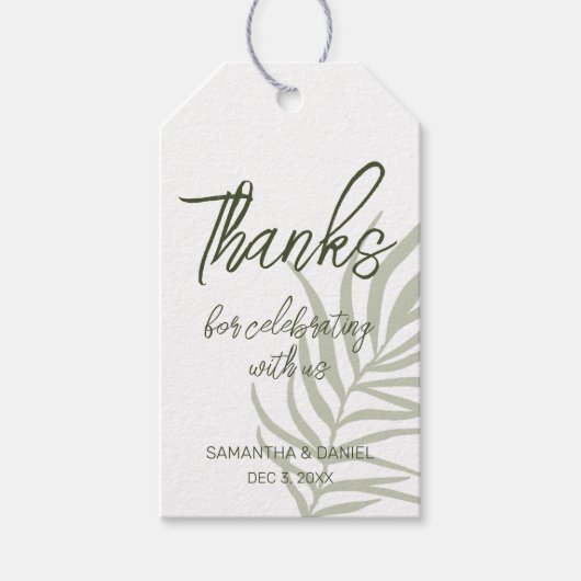 Salie Groene Boho Trouw Dank Je Cadeaulabel (Voorkant)