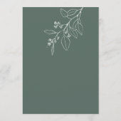 Salie Groene Boho Trouwmenu met bloemschilderkunst Menu (Achterkant)